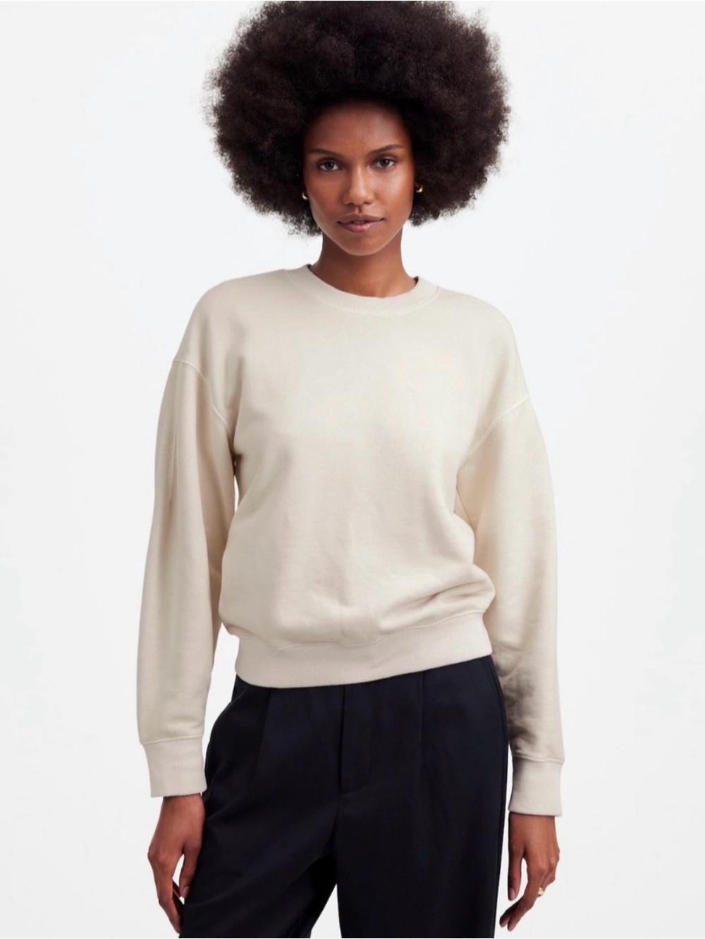 Madewell Crewneck Sweatshirt on in Cream
